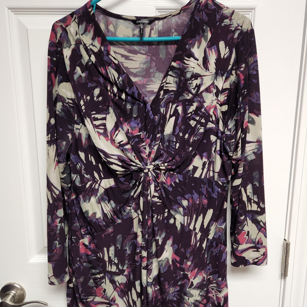 Daisy Fuentes,rich plum, multicolor, women's XL blouse